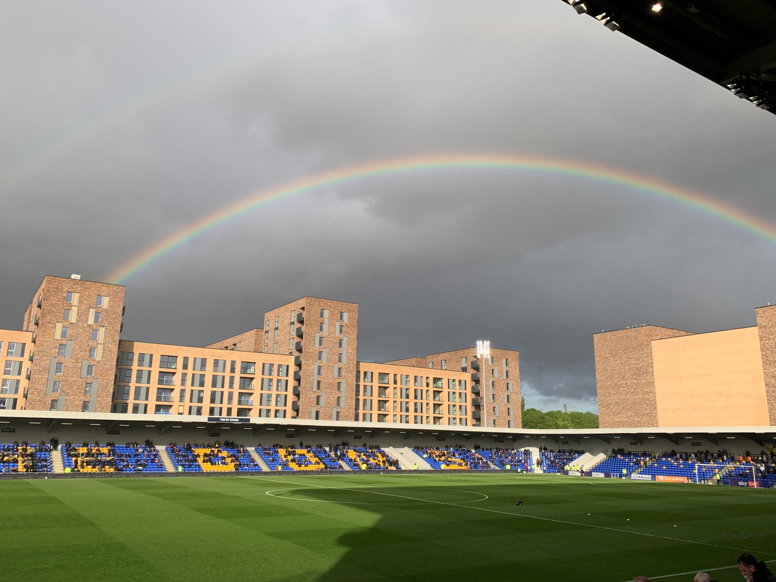 Plough Lane, AFC Wimbledon's ground, first match with spectators, 18 May 2021.